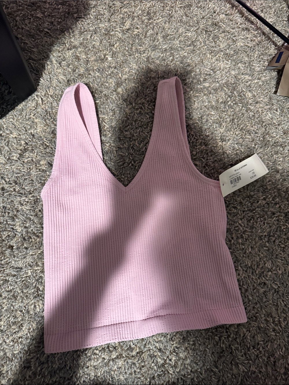 NWT Ribbed V-Neck Tank Top - Light Pink
